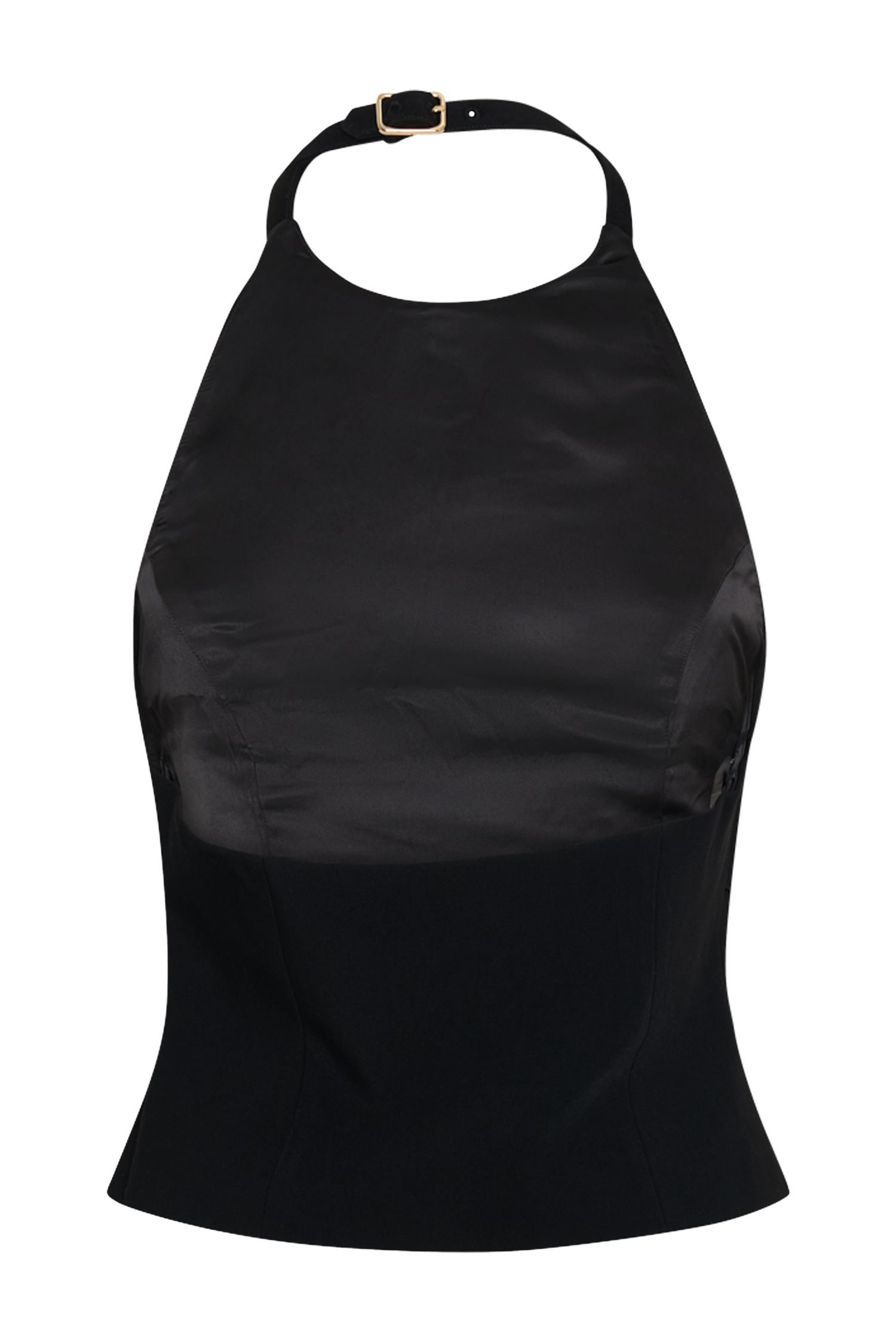 Letitia Suiting Halter Top With Buckle - Black